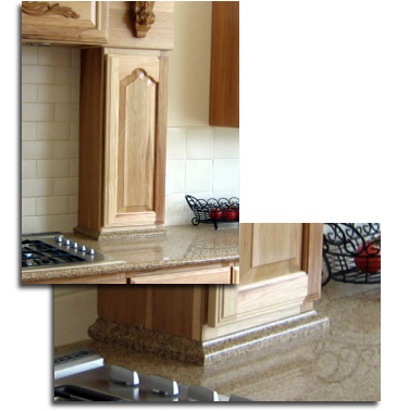 Quartz pedestal bases for cabinetry