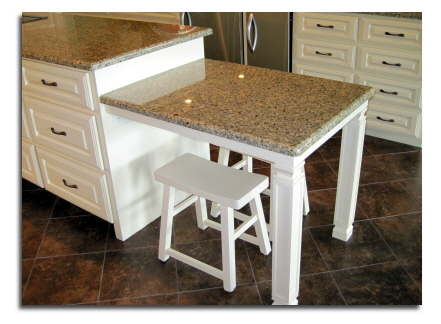 Mini built-in kitchen table with granite surface